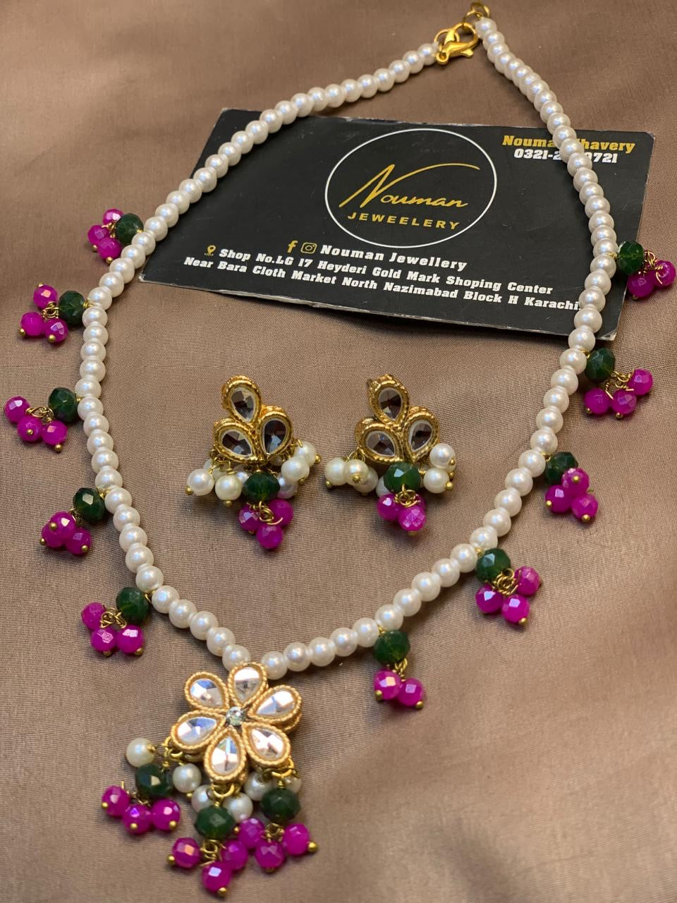 Pearl & Multicolor Kids-Friendly Necklace Set