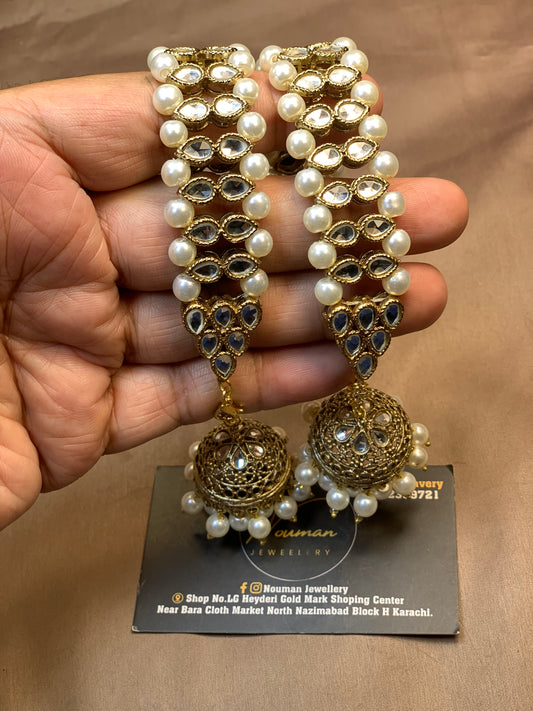 Royal Pearl Kundan Bracelet With Open Able