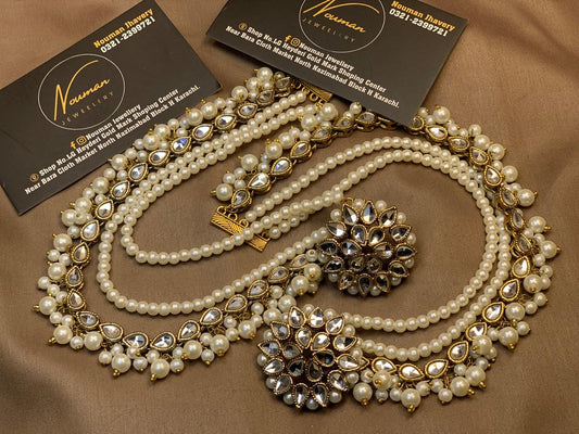 Classic Kundan Pearl Sahare Party Wear Earrings