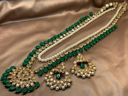 Kundan Emerald Green Bridal Mala Set