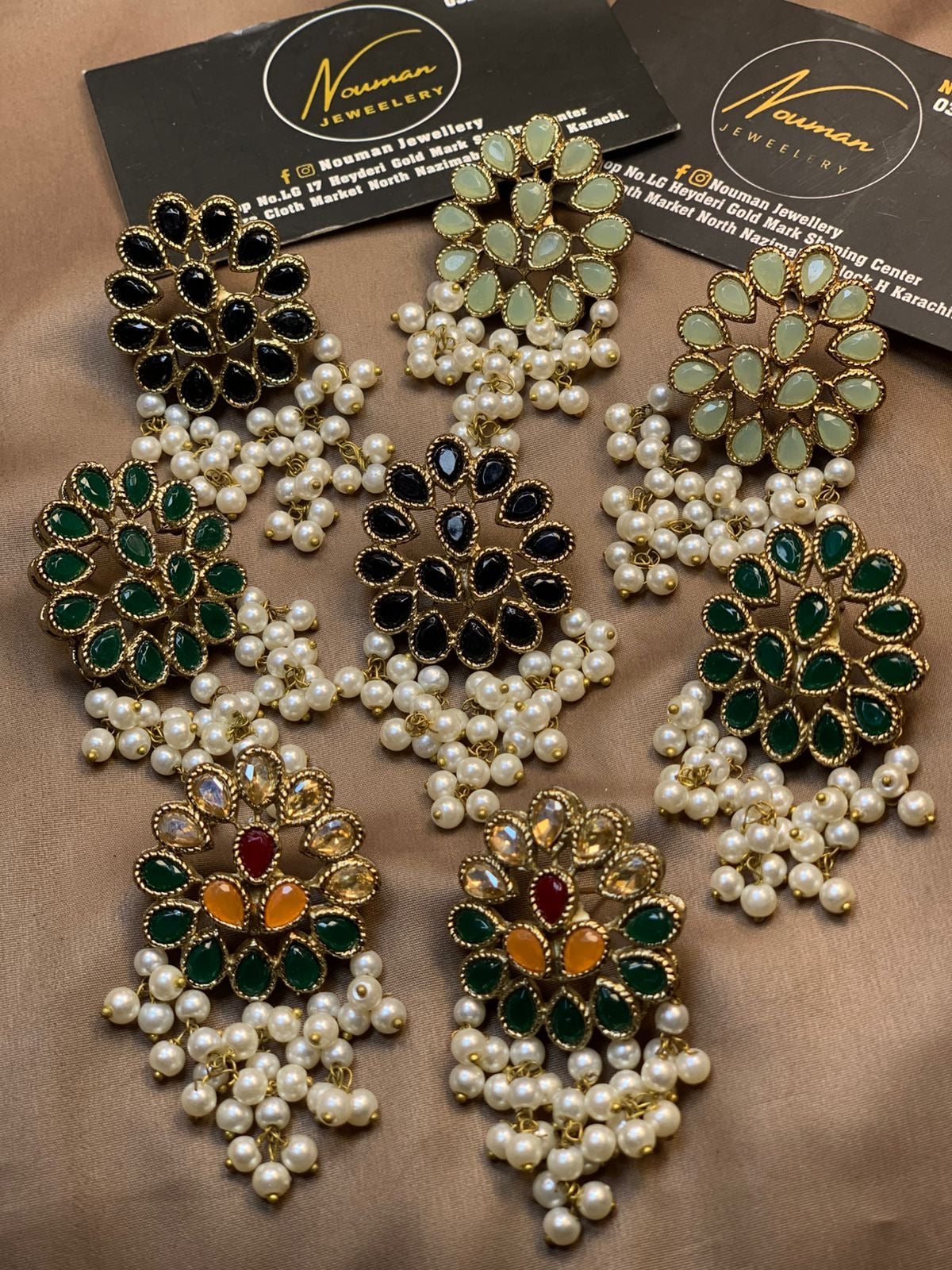 Exquisite Multicolor Kundan Pearl Earrings