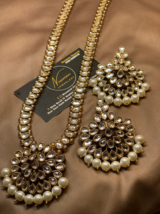 Kundun Pearl Mala Pandant Classy Jewellery Set