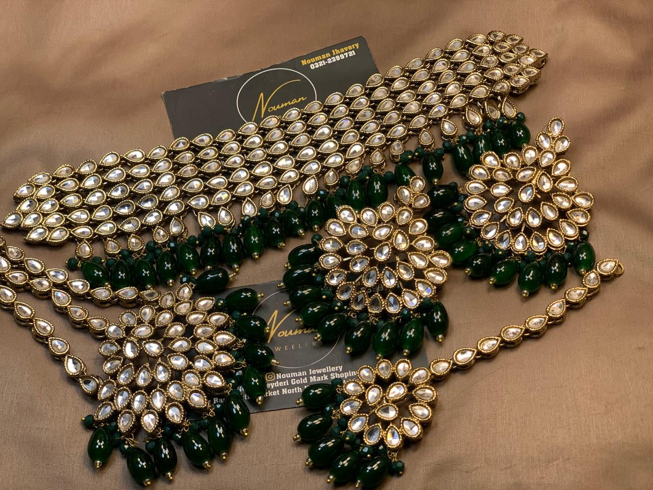 Kundan Emerald Bridal Set