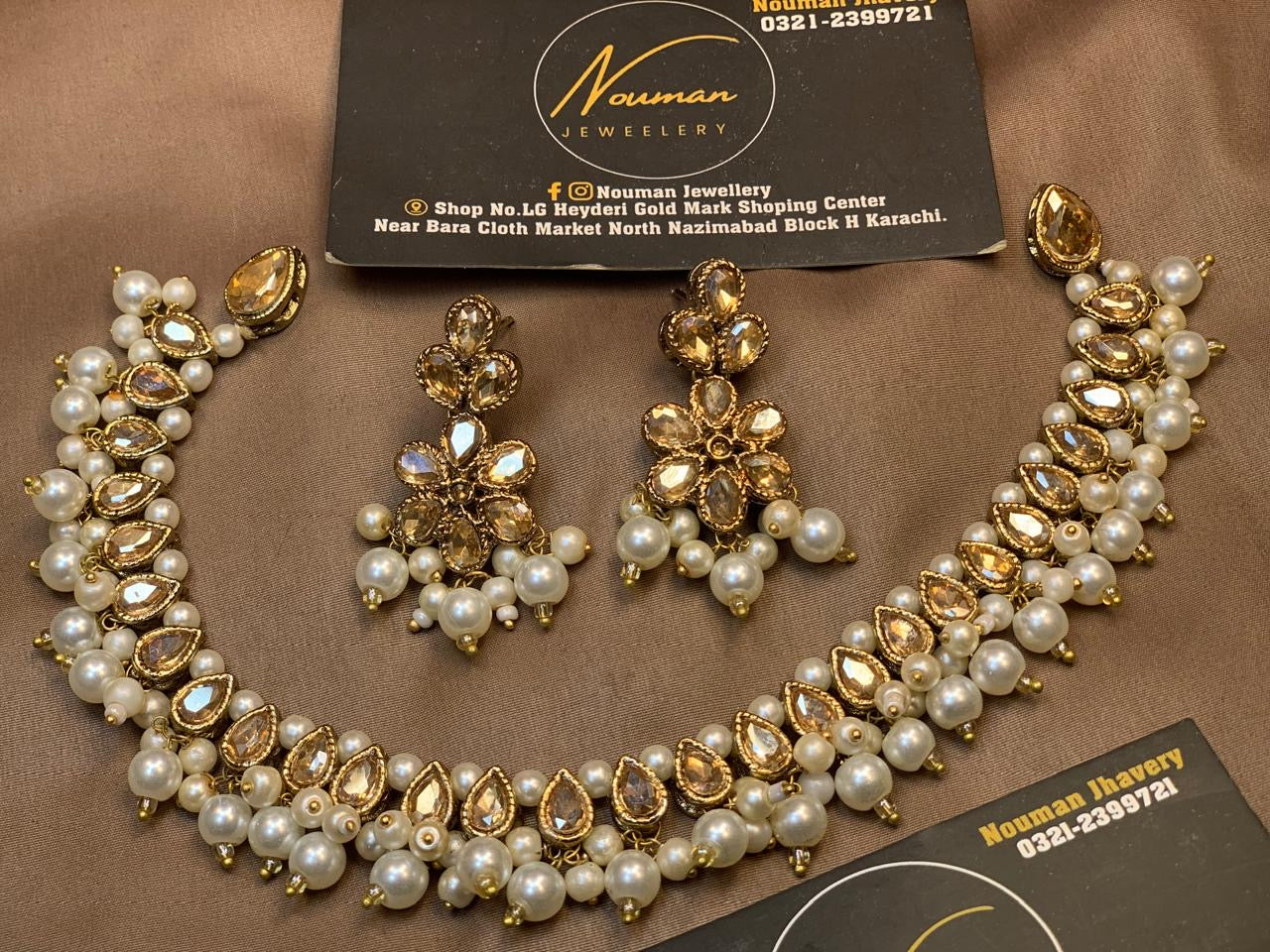 Pearl Kundan Gold-Tone Necklace Set