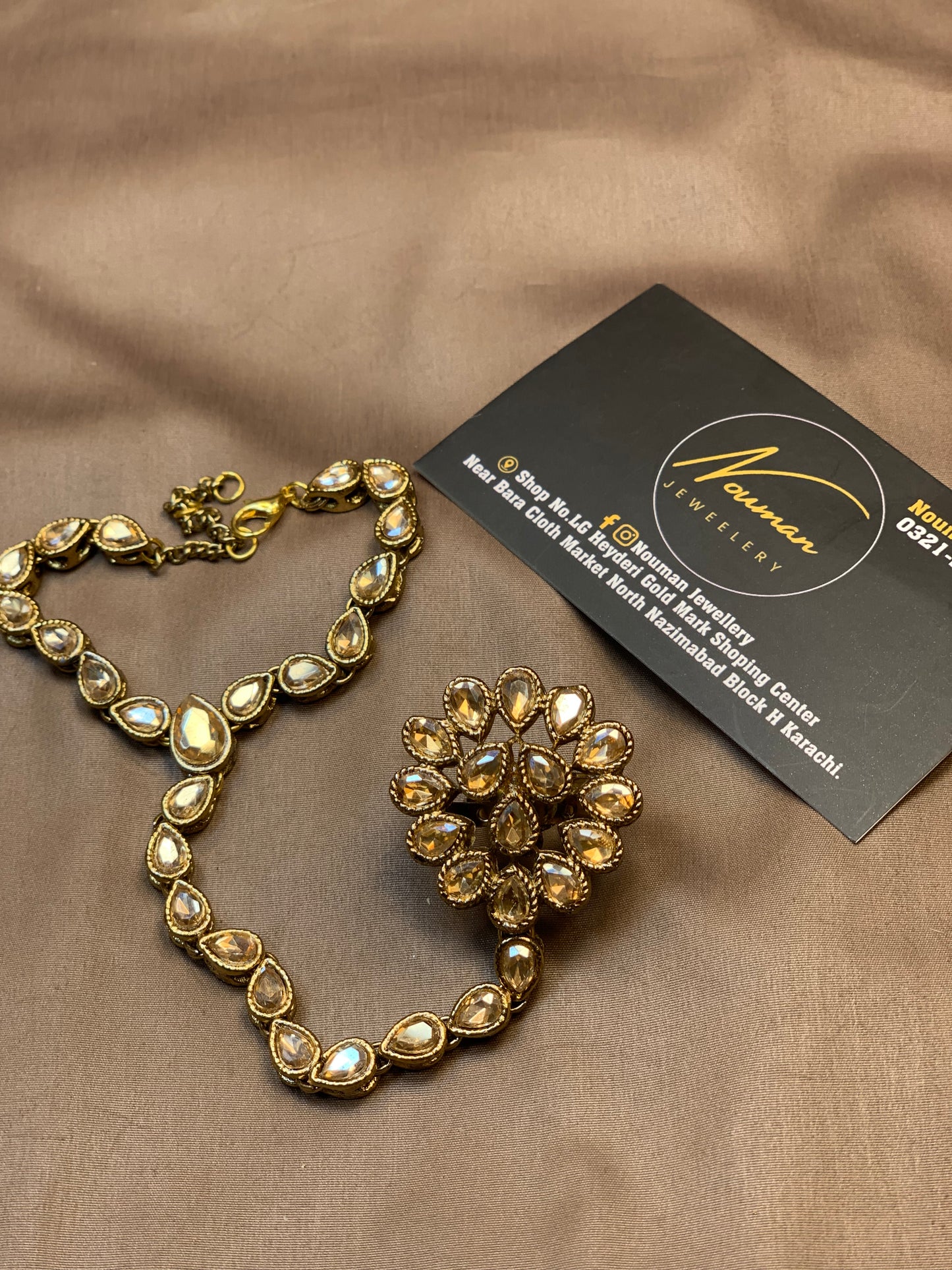 Royal Pearl Zircon Ring Bracelet – Hath Phool
