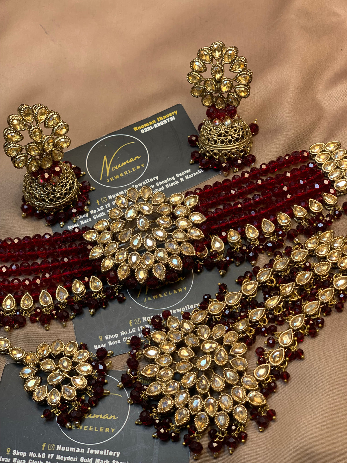 Premium Maroon Kundan Bridal Jewellery Set