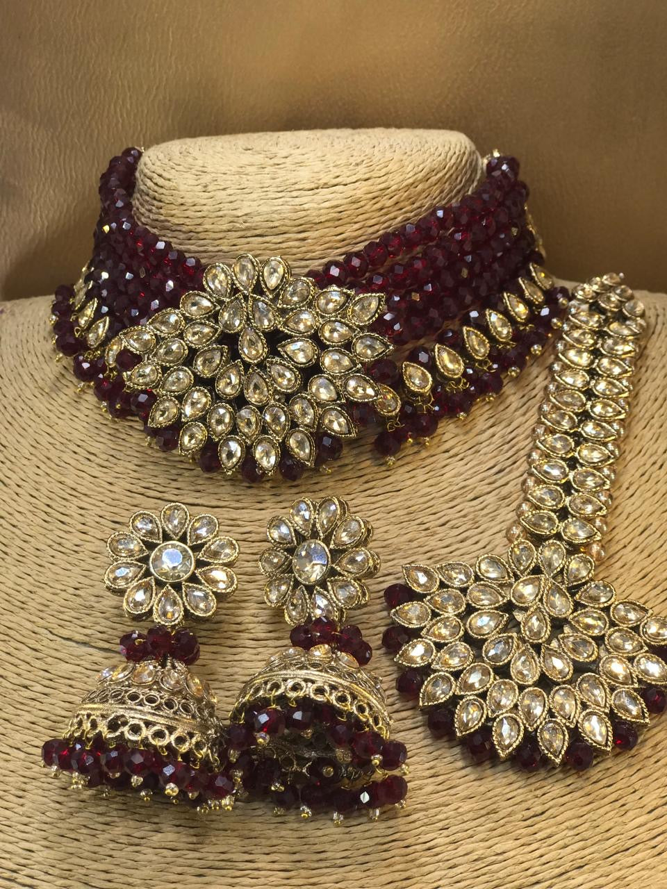 Ruby Kundan Choker Set with Big Size Tikka