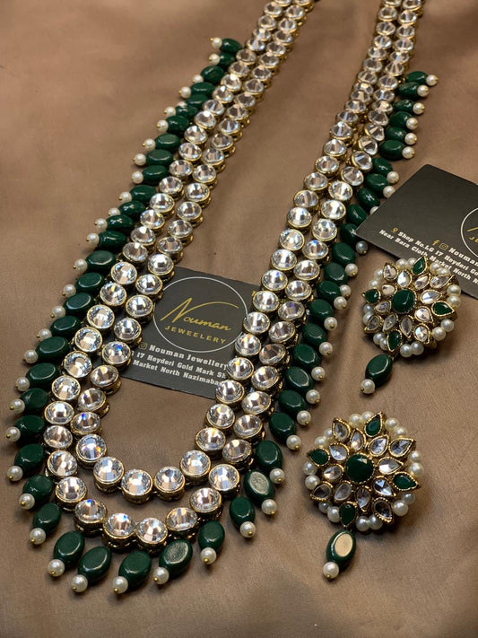 Emerald Green Kundan Mala Set