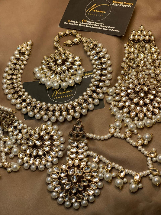 Elegant Kundan Pearl Bridal Jewellery Set