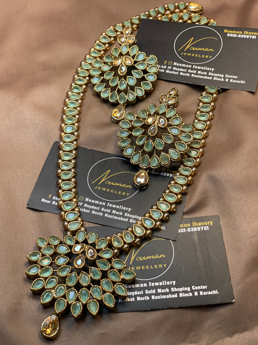 Mint Green Zircon Necklaces Mala Sets.