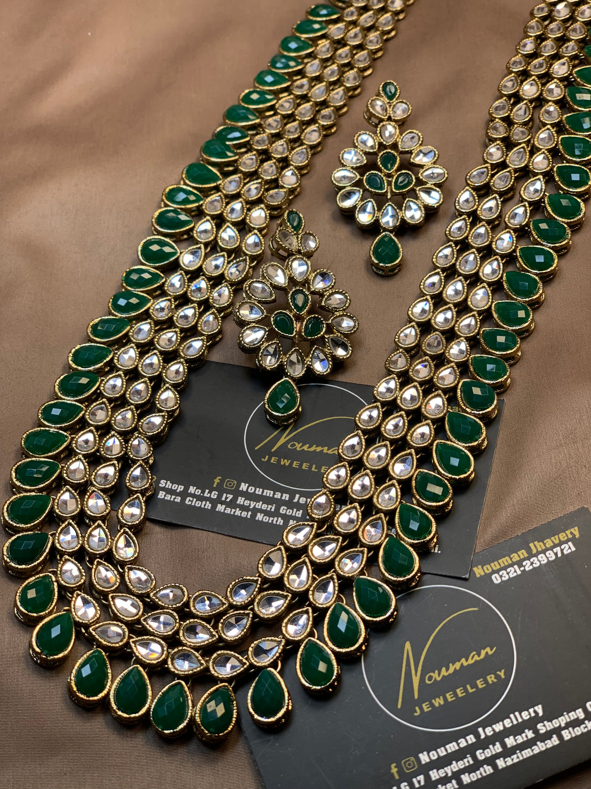 Royal Emerald Green Kundan Long Mala Set