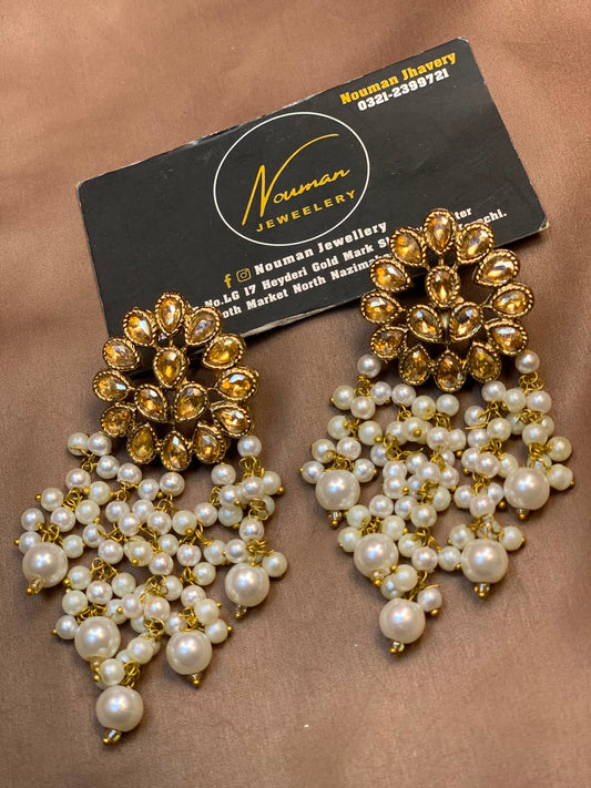 Kundan Pearl Statement Earrings