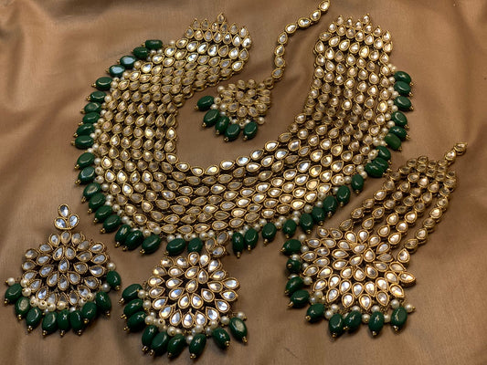 Kundun 7 Layers Emerald Bridal Set
