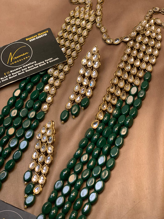 Exquisite Emerald Kundun Royal Mala Set