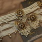 Kundan Champagne Gold Pearl Elegant Timeless Necklace Set
