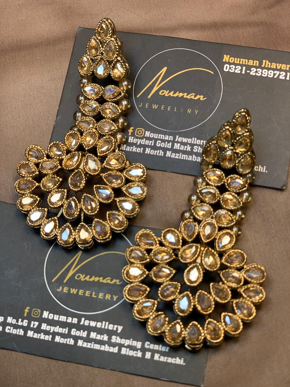 Gold Kundan Statement Earrings