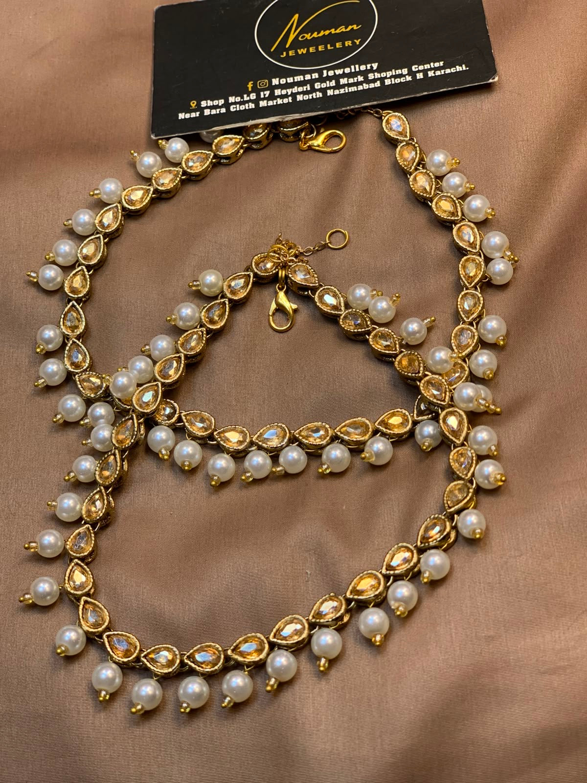 Pearl & Teardrop Stone Pazeb Anklet