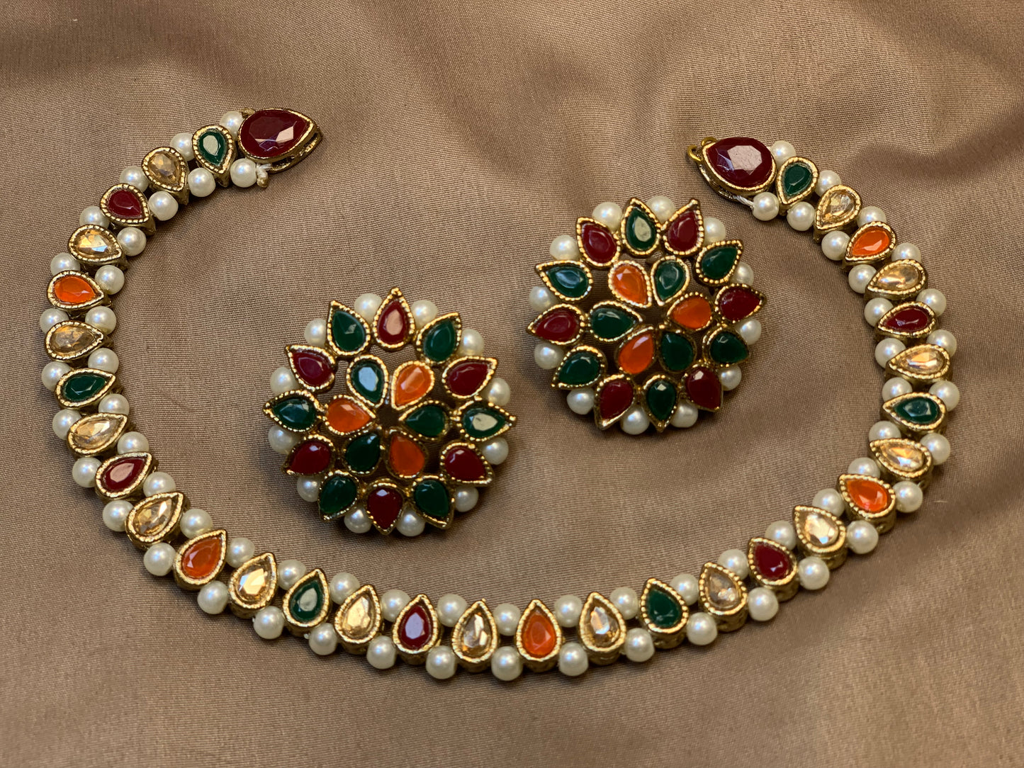 MultiColor Kundan Pearl Necklace Set