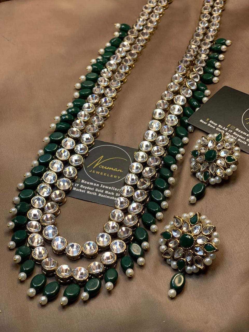 Emerald Green Kundan Mala Set