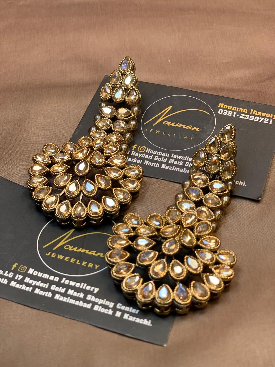 Gold Kundan Statement Earrings