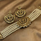 Kundan Champagne Zircon Pearl Choker Party Wear Set