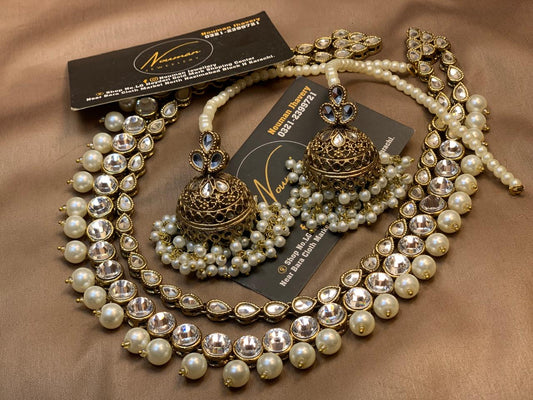 Kundan Pearl Jhumka Set