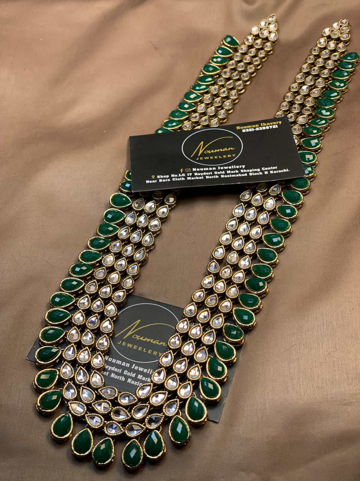 Royal Emerald Green Kundan Long Mala
