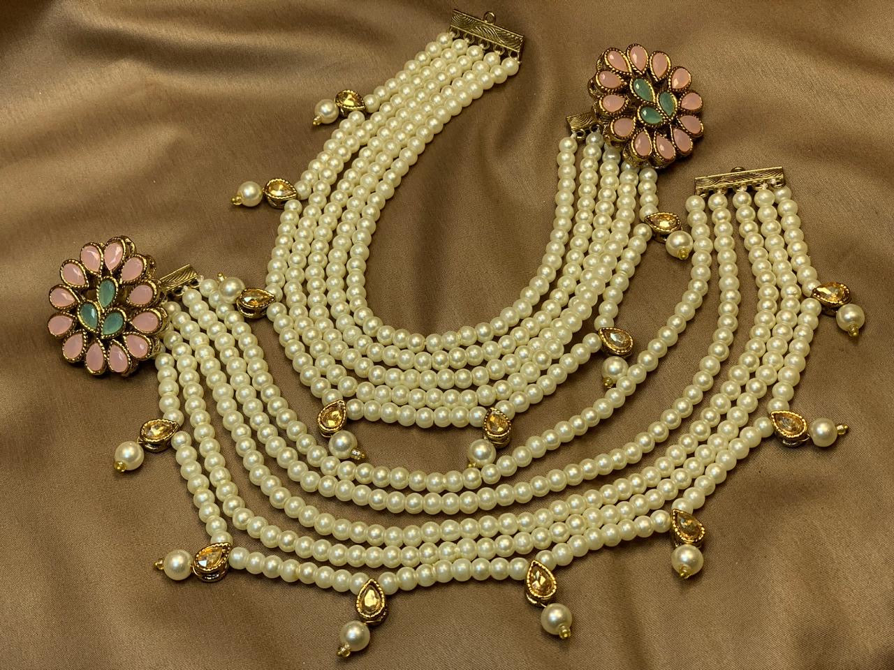 Mint & Pink Kundan Pearl Sahara Earrings