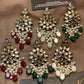 Ruby Maroon Kundan Pearl Jhalar Earrings