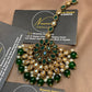 Tikka Emerald Green Antique Gold Kundan Maang Tikka