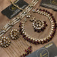 Royal Burgundy & Pearl Kundan Bridal Jewellery Set
