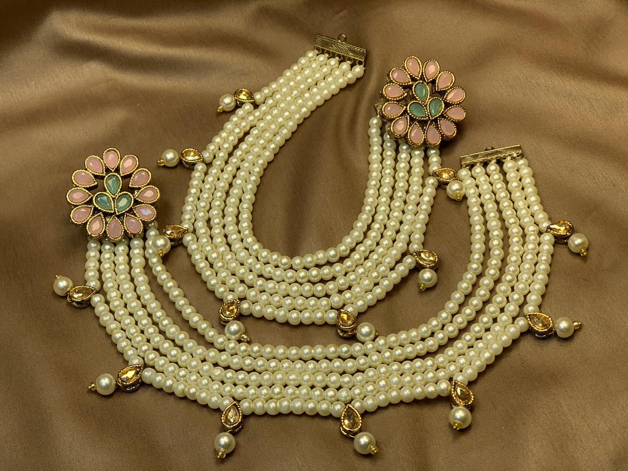 Mint & Pink Kundan Pearl Sahara Earrings