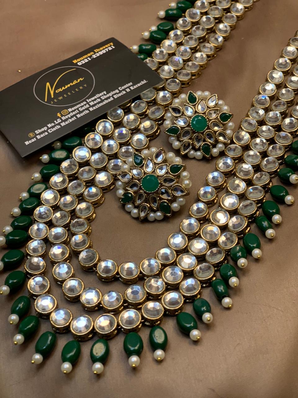 Kundan Emerald Bridal Mala Set