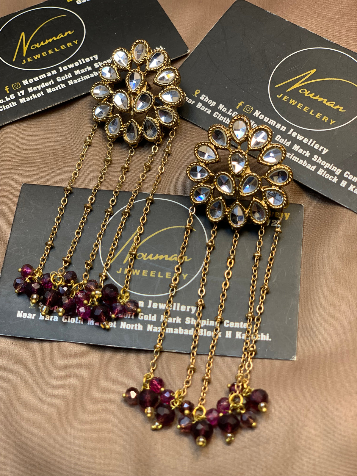 Royal Burgundy & Pearl Kundan Earrings
