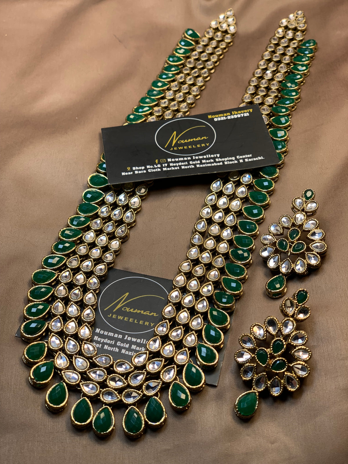 Royal Emerald Green Kundan Long Mala Set