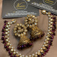 Burgundy & Antique Gold Kundan Bridal Jewellery Set