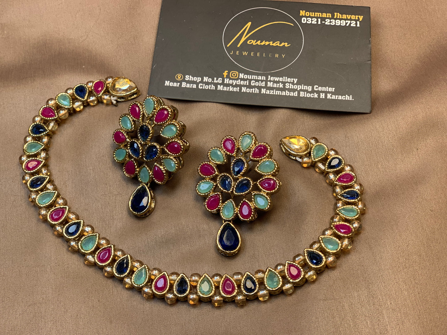 Multicolor Kundan Pearl Necklace Set