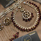 Royal Burgundy & Pearl Kundan Bridal Jewellery Set