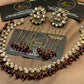 Royal Burgundy & Pearl Kundan Bridal Jewellery Set