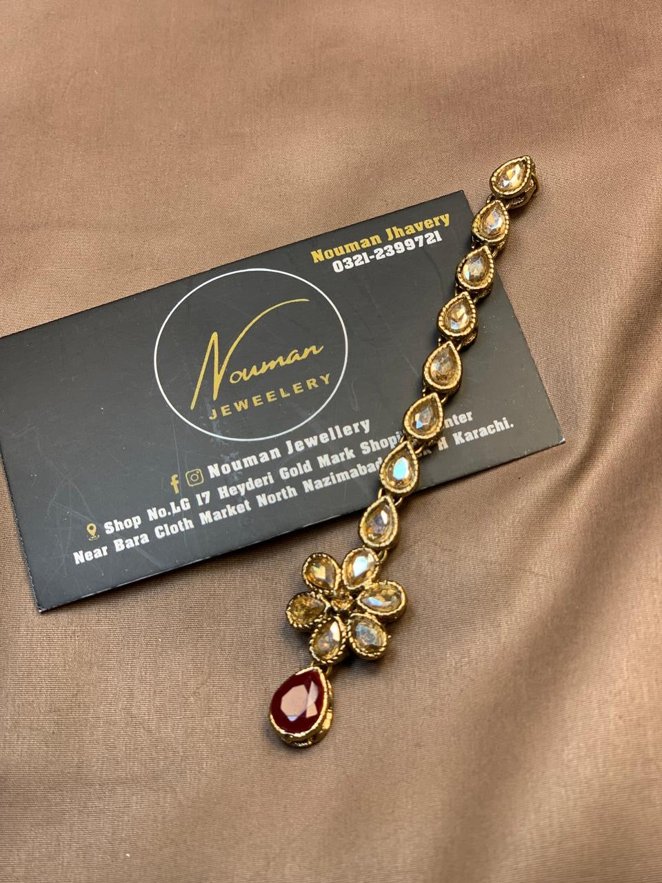 Kids Kundan Maroon Maang Tikka
