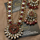 Gorgeous Look Kundun Maroon Ruby Mala Pendant Set