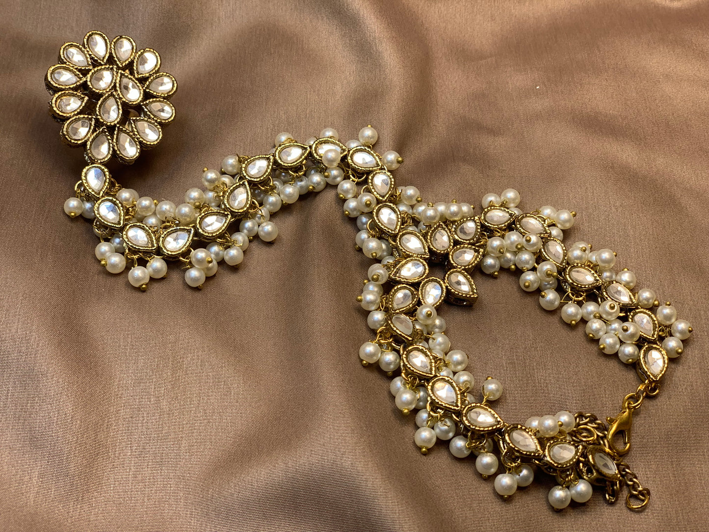 Royal Pearl Kundan Ring Bracelet – Hath Phool