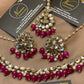 Shocking Dark Magenta Kundan Pearl Statement Jewellery Set