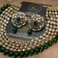 4-Layer Emerald Green Kundan Statement Necklace Set