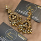 Exquisite Zircon Champagne Pearl Statement Jewellery Earrings