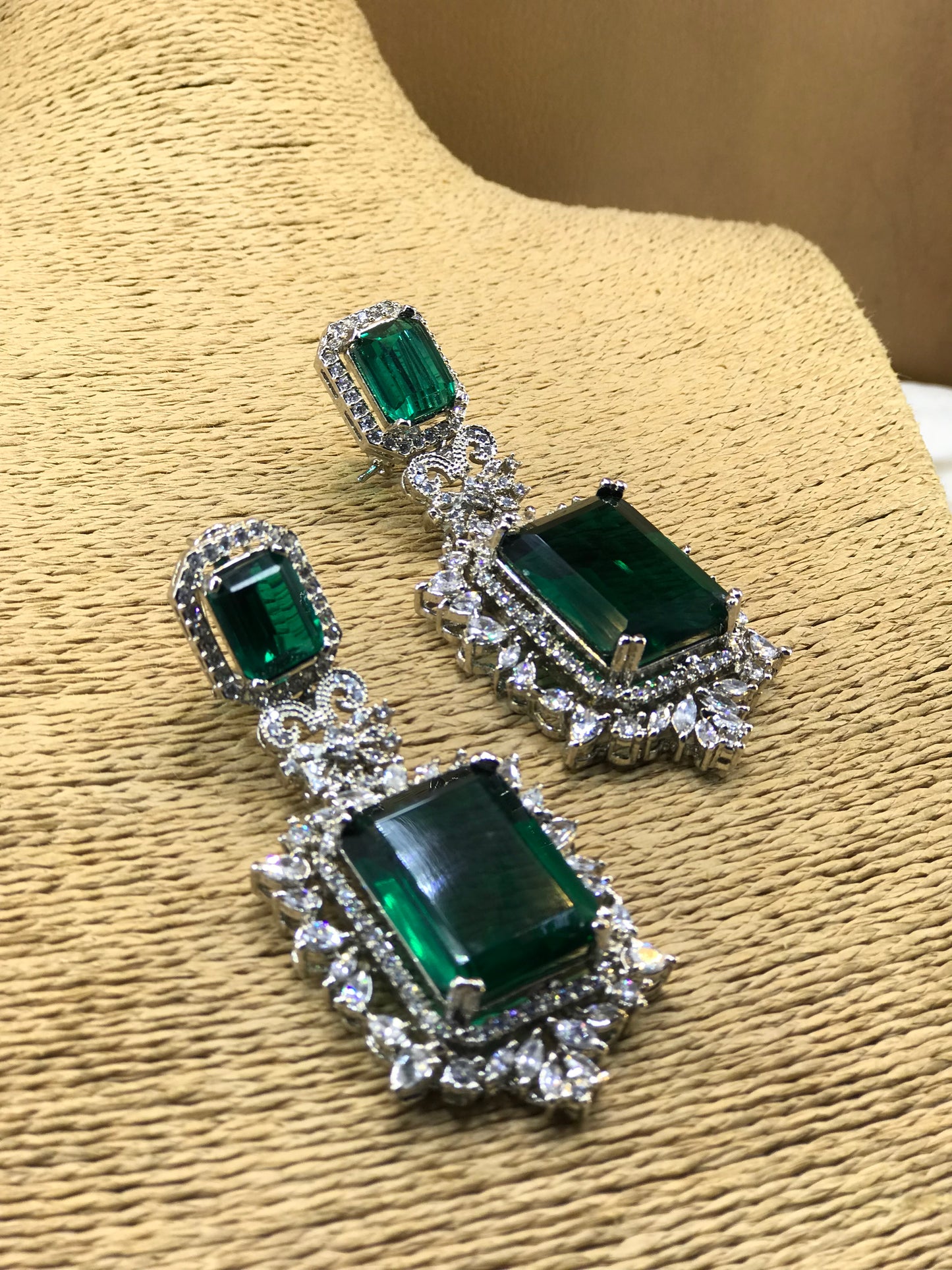 Emerald Green Royal Statement Earrings
