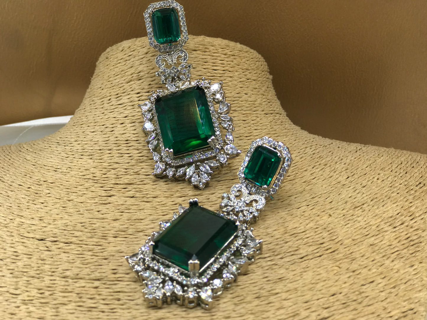 Emerald Green Royal Statement Earrings