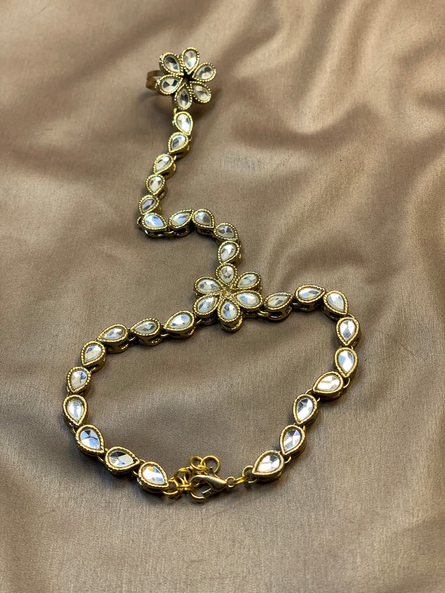 Royal Pearl Kundan Ring Bracelet – Hath Phool