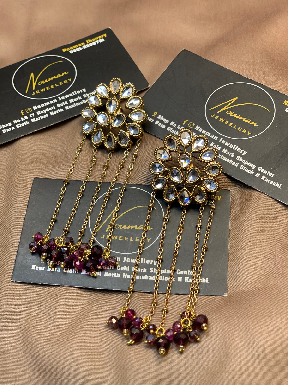 Royal Burgundy & Pearl Kundan Earrings