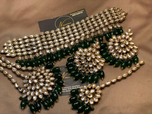 Kundan Emerald Bridal Set